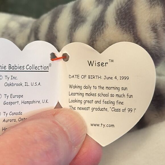 TY Beanie Baby Wiser The Snow Owl Graduate w/ Graduation Cap Class of 1999 - Picture 10 of 10